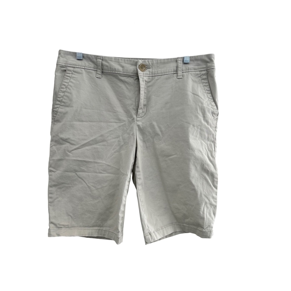 Liz‎ Claiborne Womens Khaki Chino Bermuda Shorts Tan Size 10 Stretch Cotton